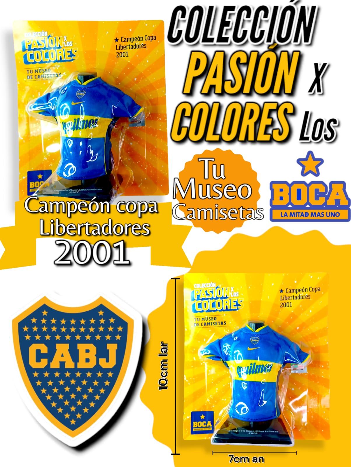 Figura Camiseta Coleccionable BOCA JUNIORS Colección Pasión x los Colores Copa Libertadores 2001